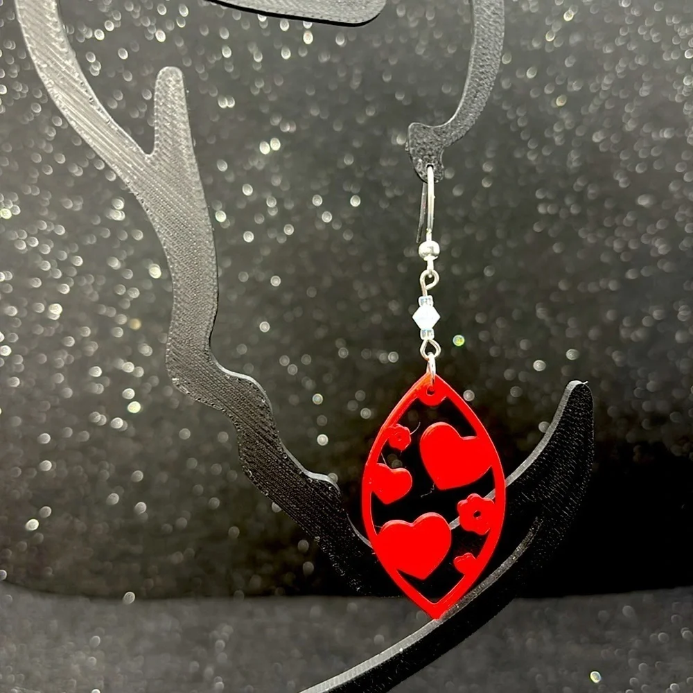 Red Heart Dangle Earrings